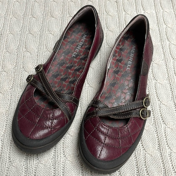 Women’s 7 Merrell flats Zodiac Dark Plum performance footwear buckles stitching - Picture 7 of 13